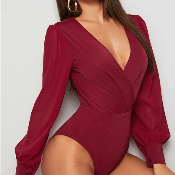 Black long sleeve v neck bodysuit - Picture 7 of 10